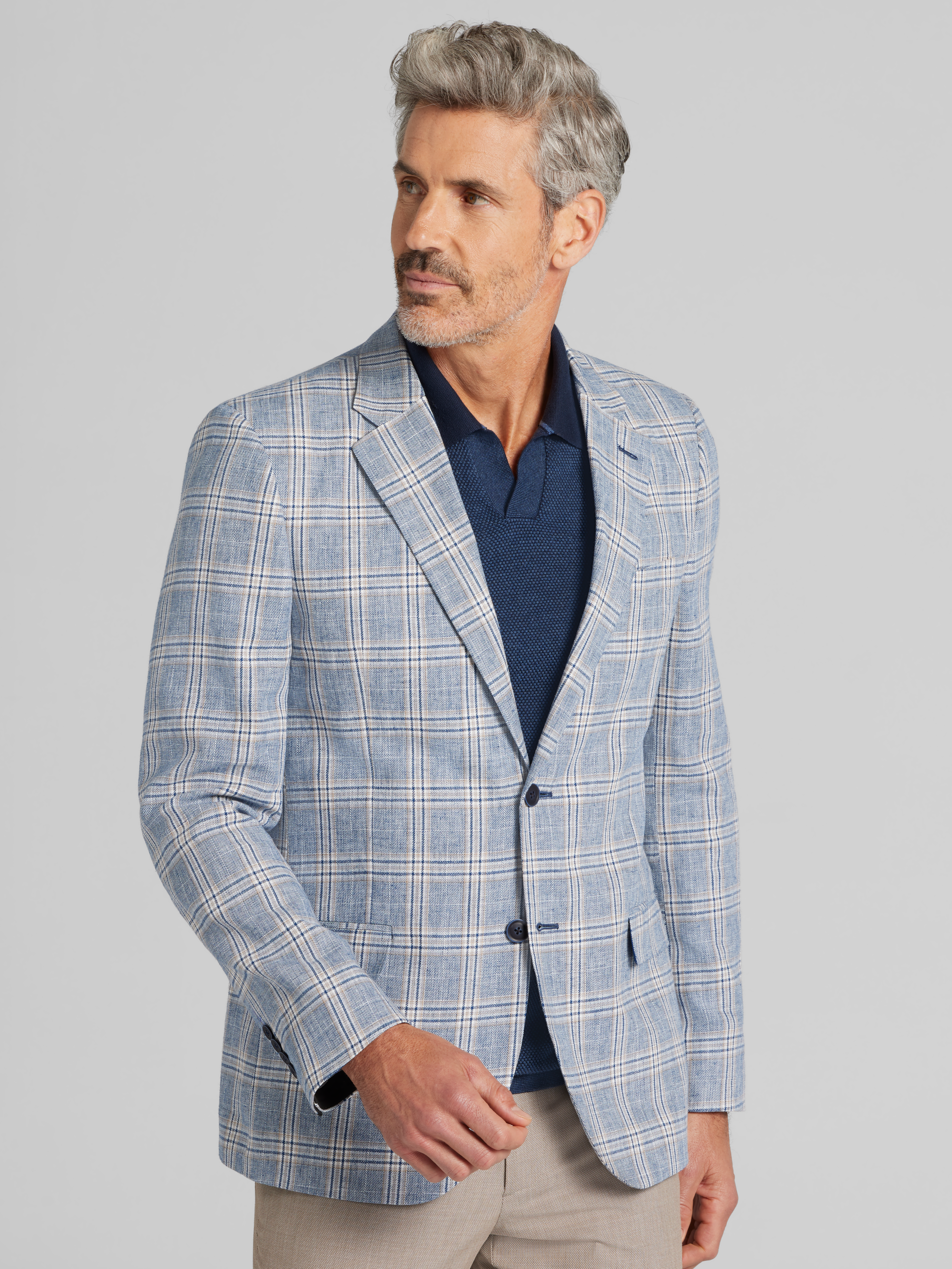 Modern Fit Tweed Plaid Sport Coat