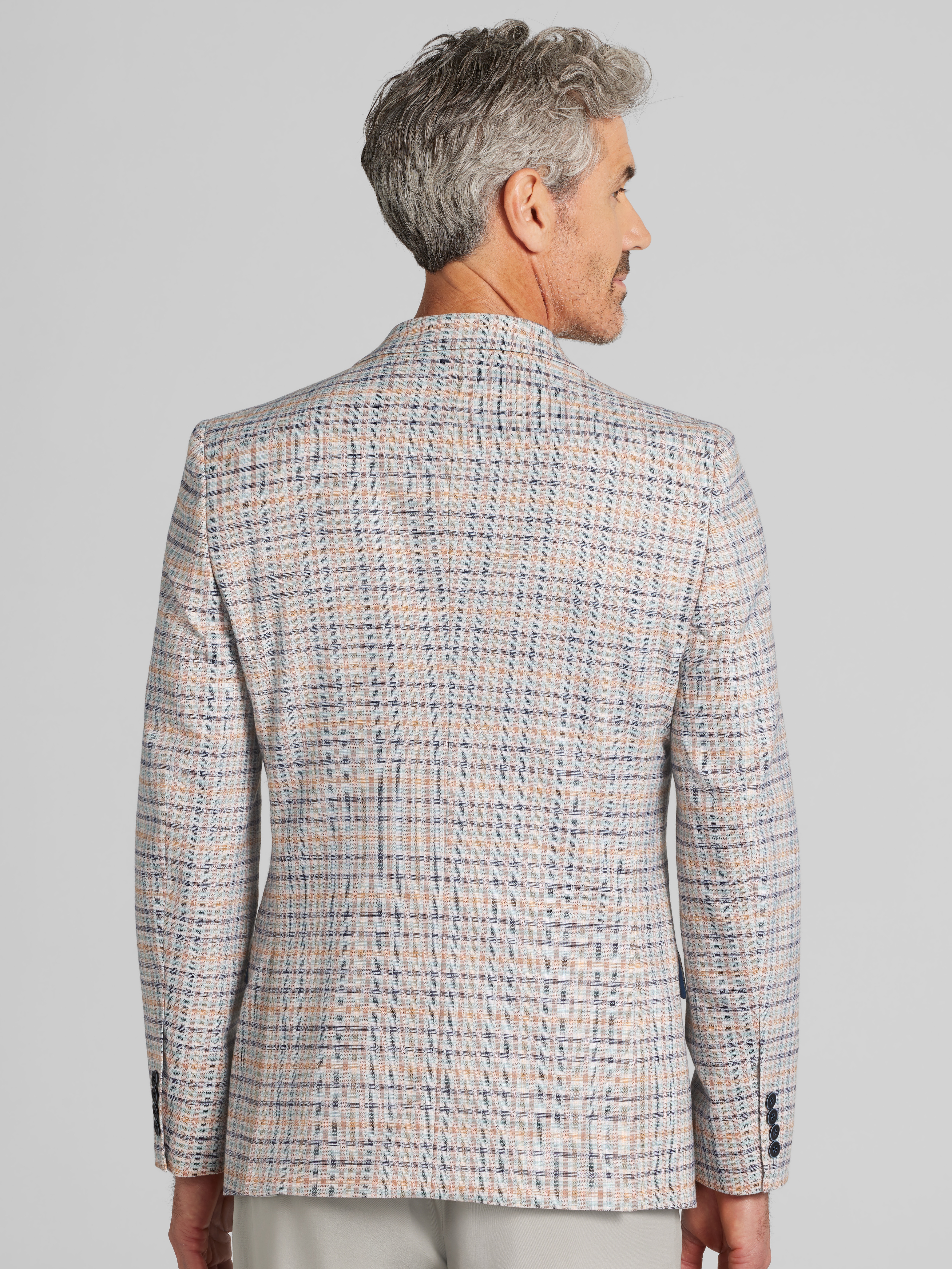 Modern Fit Fancy Tweed Plaid Sport Coat