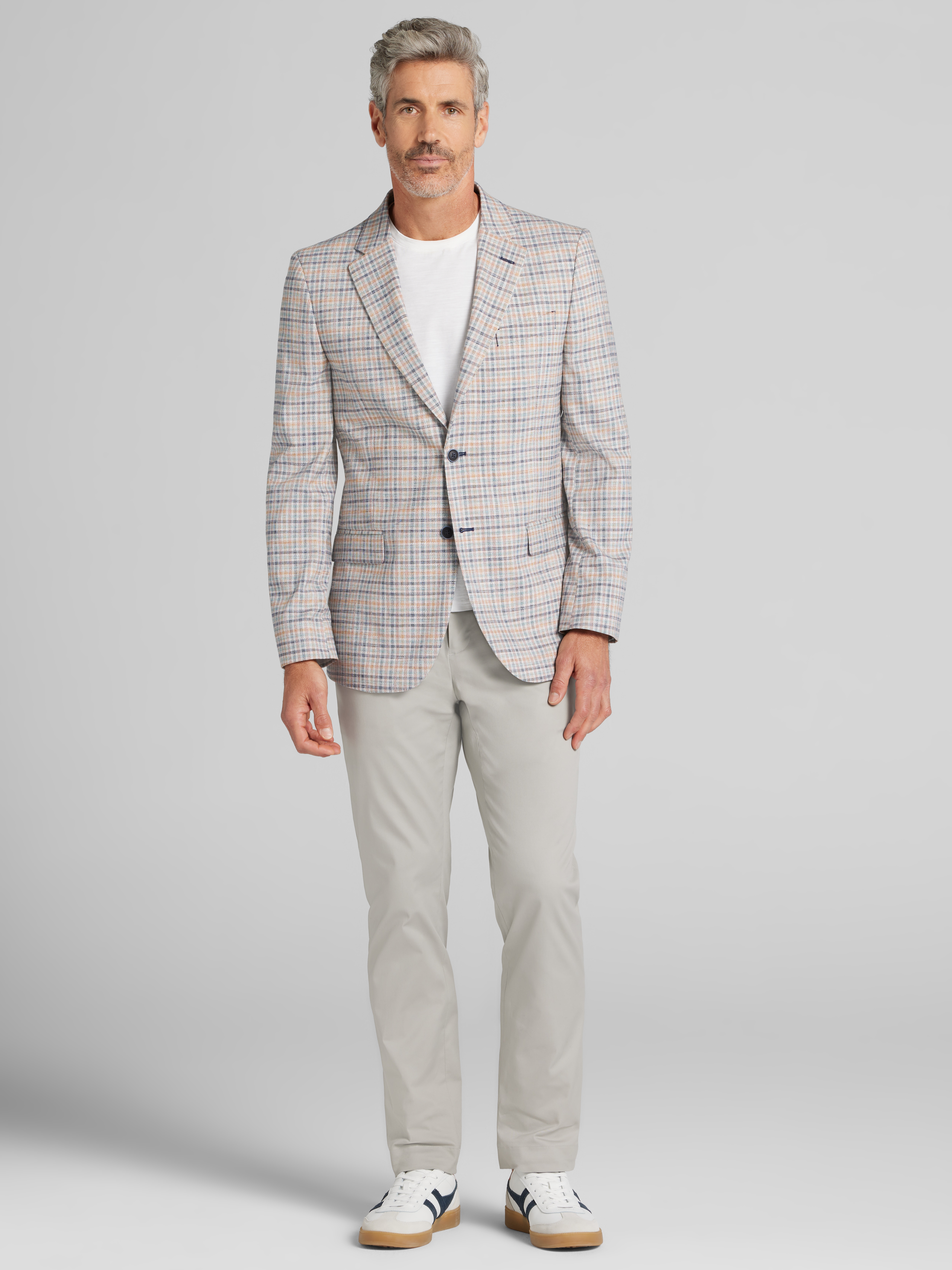 Modern Fit Fancy Tweed Plaid Sport Coat