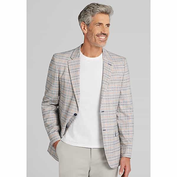 Nautica Men's Modern Fit Fancy Tweed Plaid Sport Coat Tan Plaid - Size: 40 Short TMW17PH40105