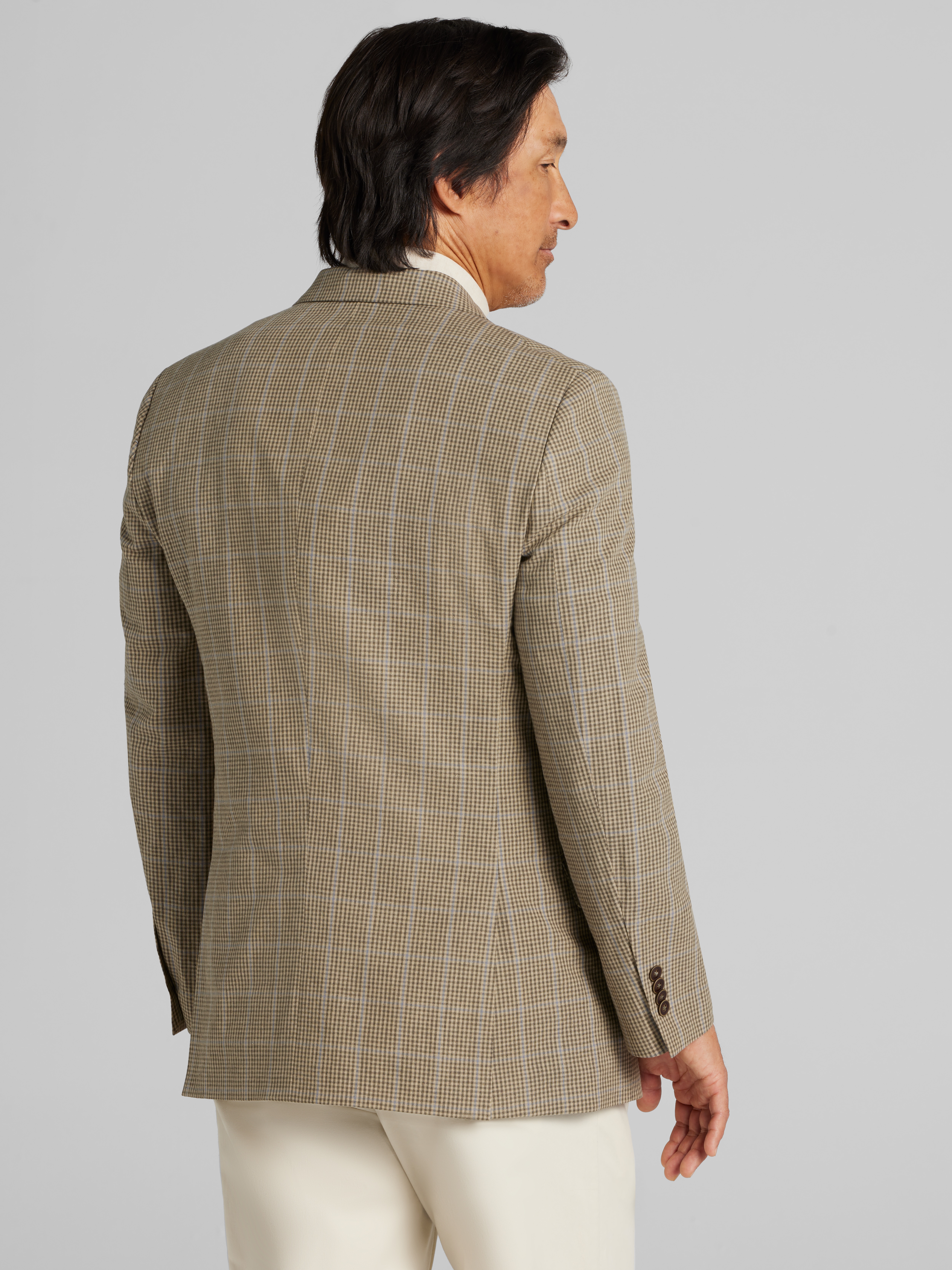 Modern Fit Plaid Linen Blend Sport Coat