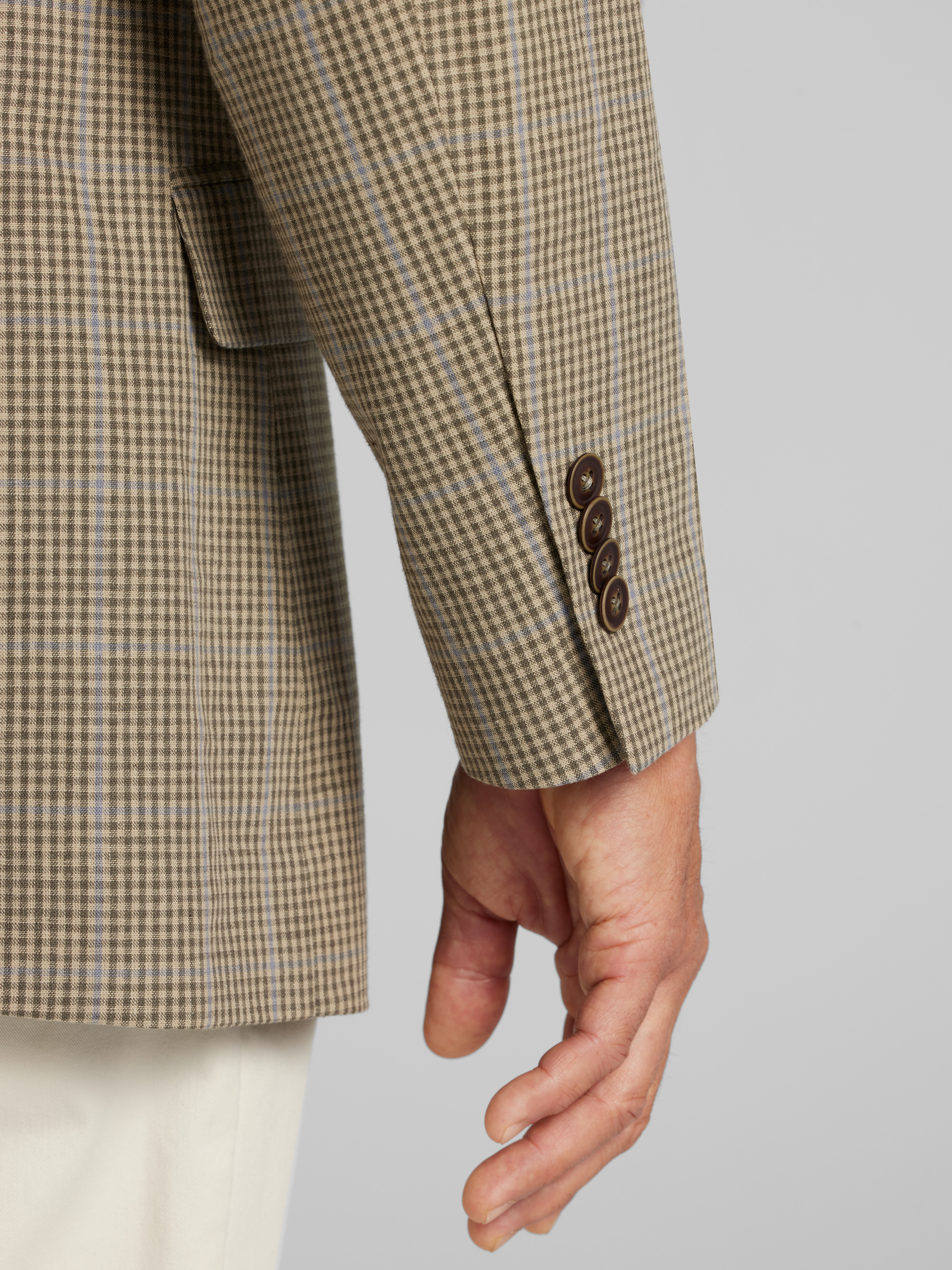 Modern Fit Plaid Linen Blend Sport Coat