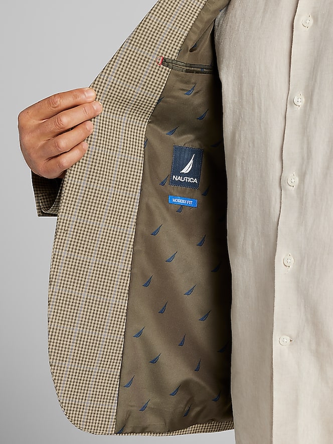 Nautica Modern Fit Plaid Linen Blend Sport Coat