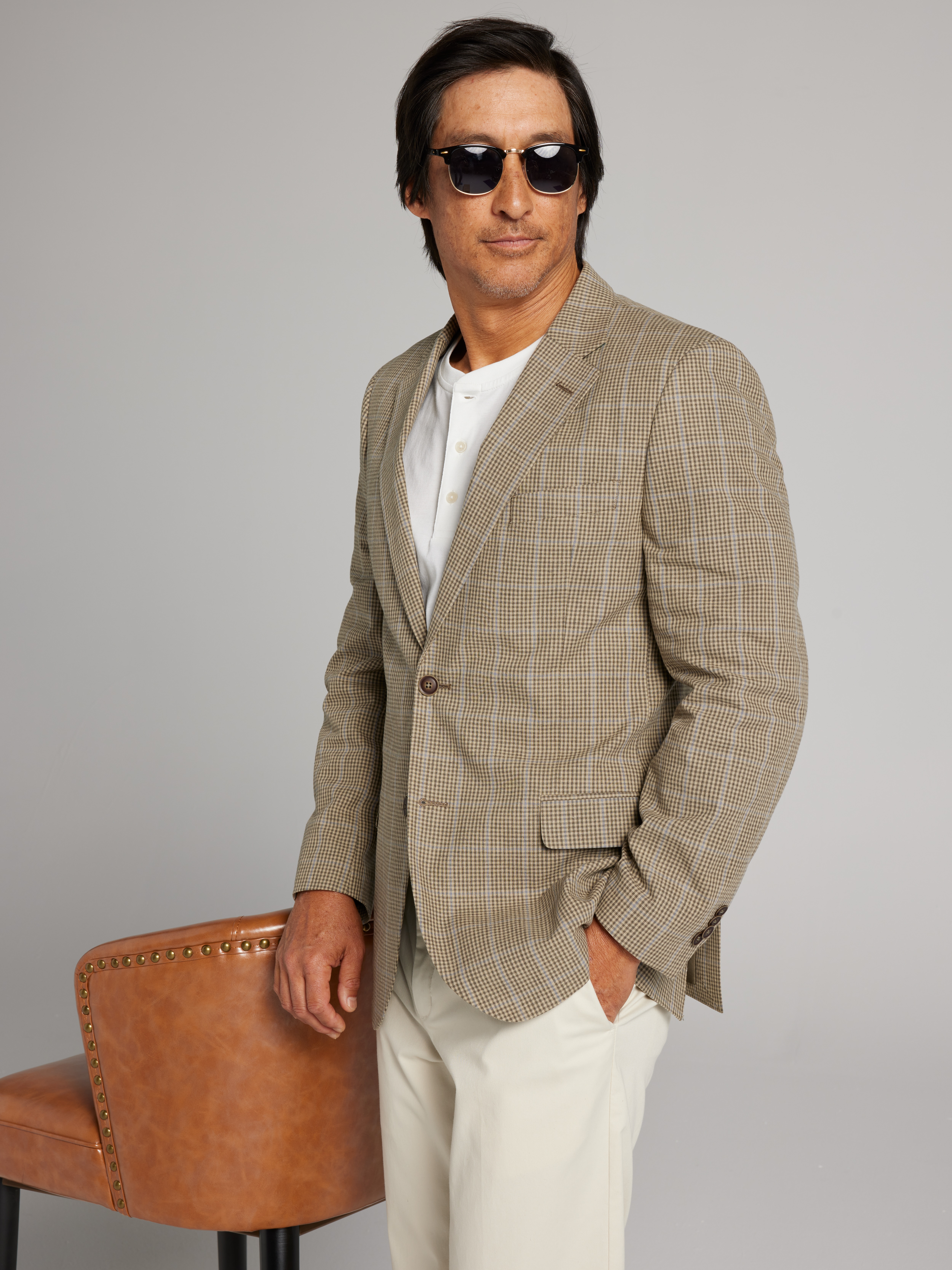 Modern Fit Plaid Linen Blend Sport Coat