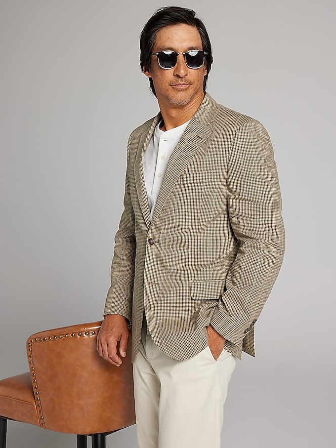 Nautica Modern Fit Plaid Linen Blend Sport Coat