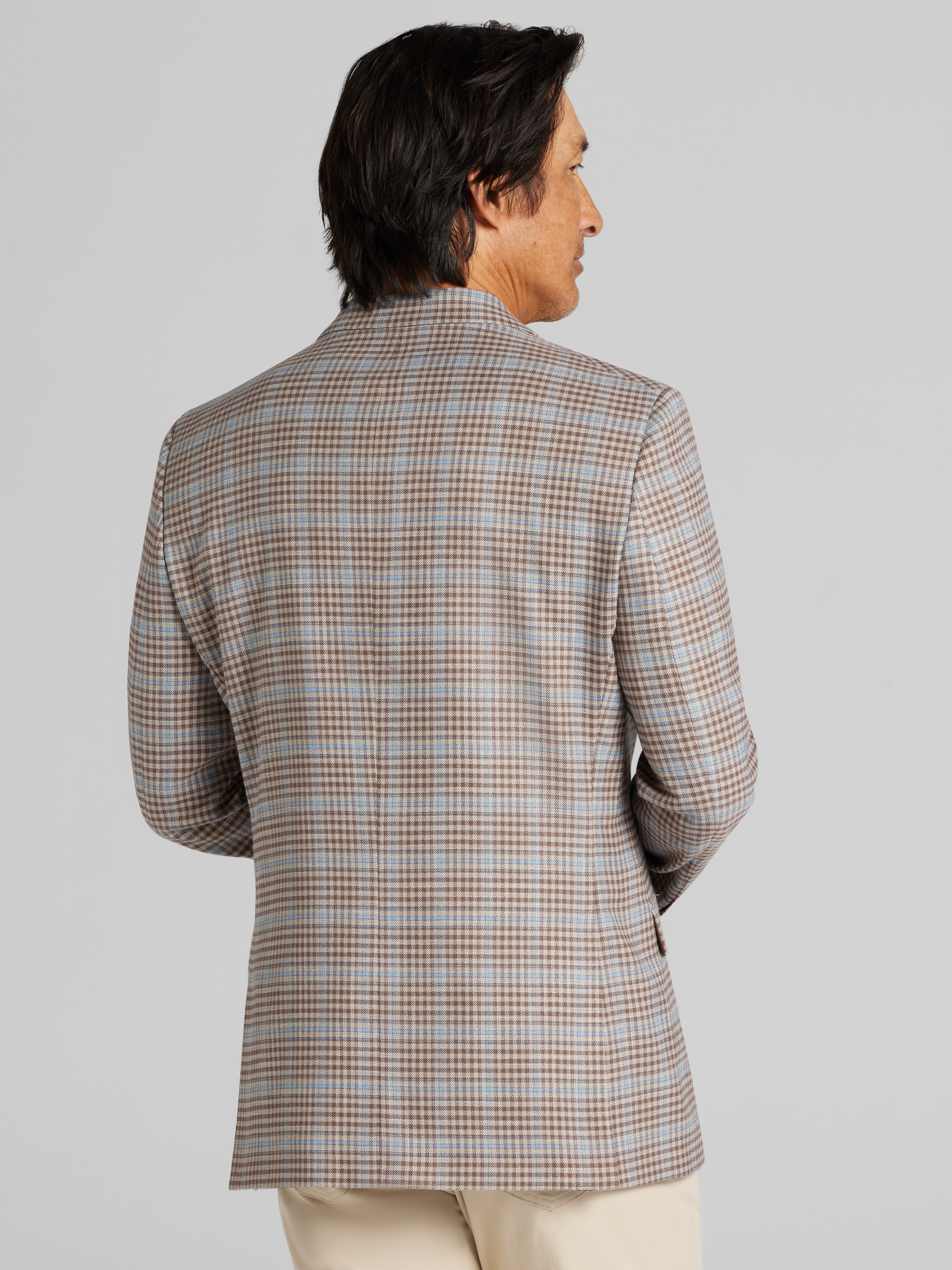 Modern Fit Fancy Tweed Plaid Sport Coat