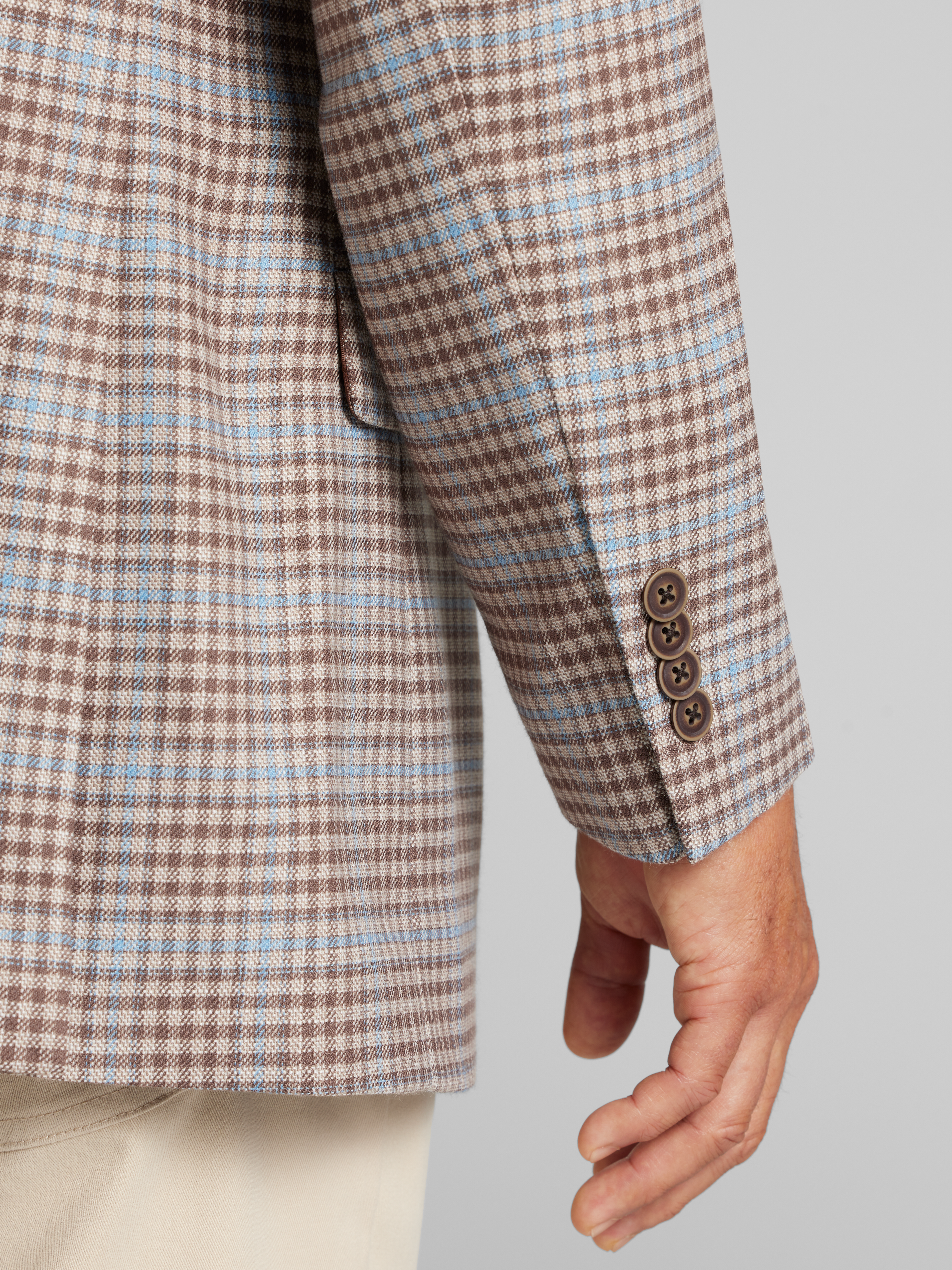 Modern Fit Fancy Tweed Plaid Sport Coat