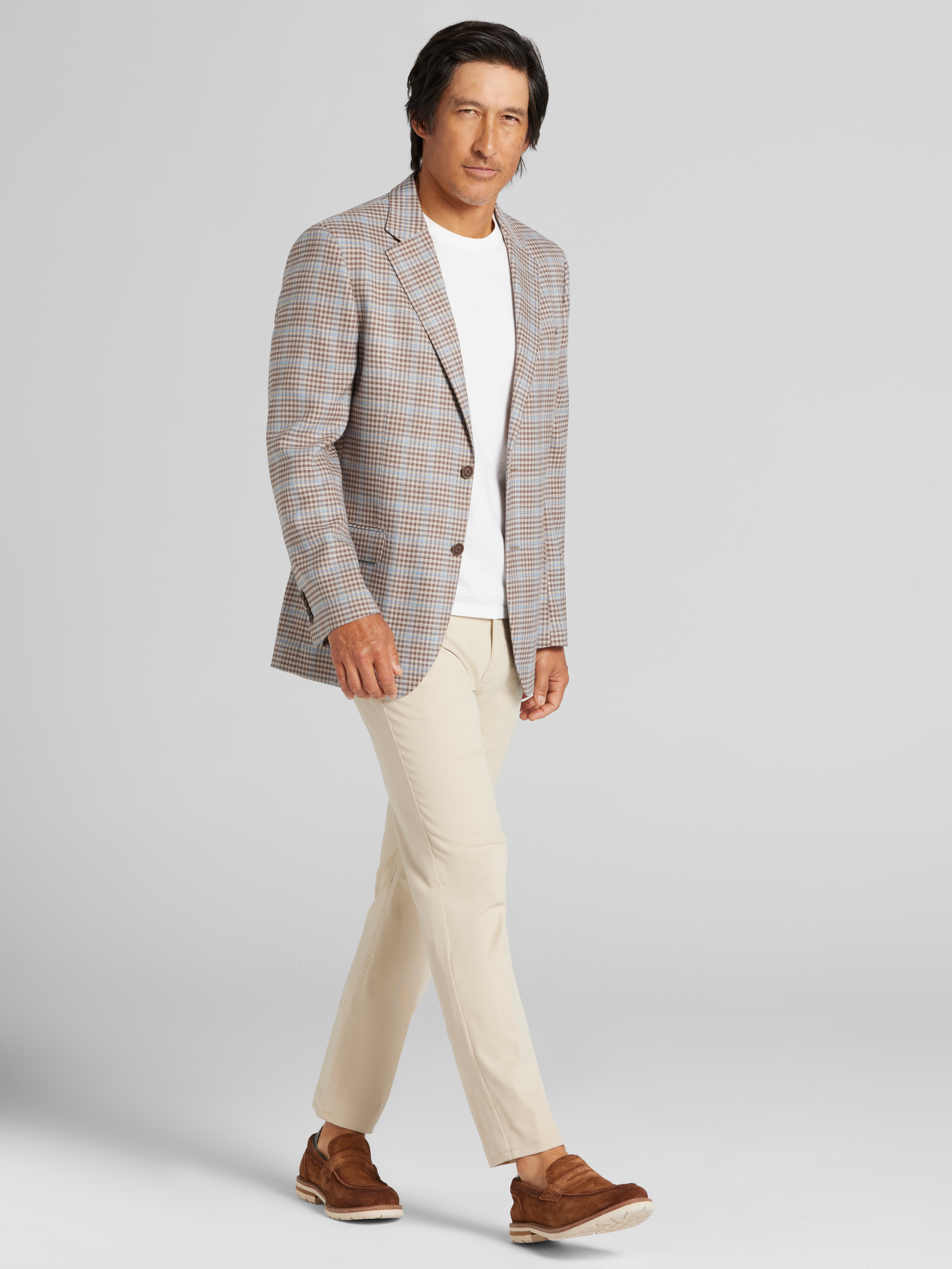 Modern Fit Fancy Tweed Plaid Sport Coat