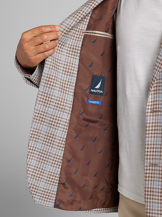 Nautica Modern Fit Fancy Tweed Plaid Sport Coat