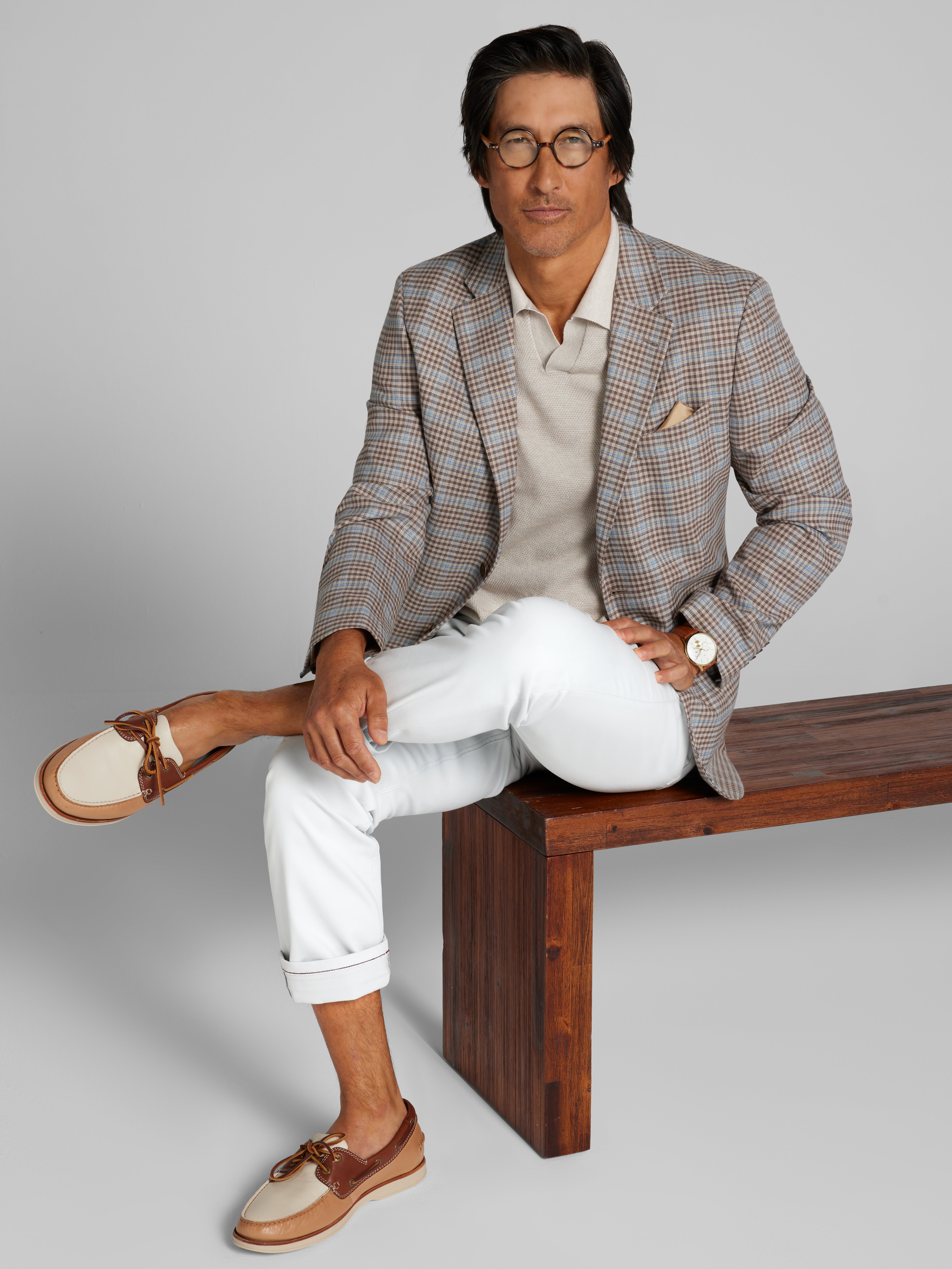 Modern Fit Fancy Tweed Plaid Sport Coat