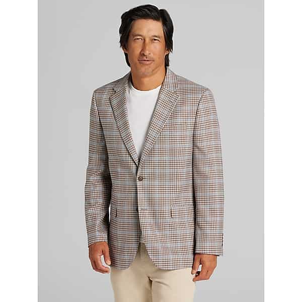 Nautica Men's Modern Fit Fancy Tweed Plaid Sport Coat Tan Plaid - Size: 38 Regular TMW17PL38265