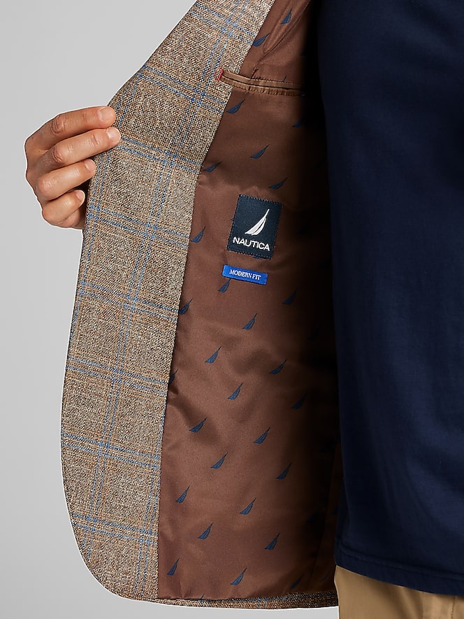 Nautica Modern Fit Fancy Tweed Plaid Sport Coat