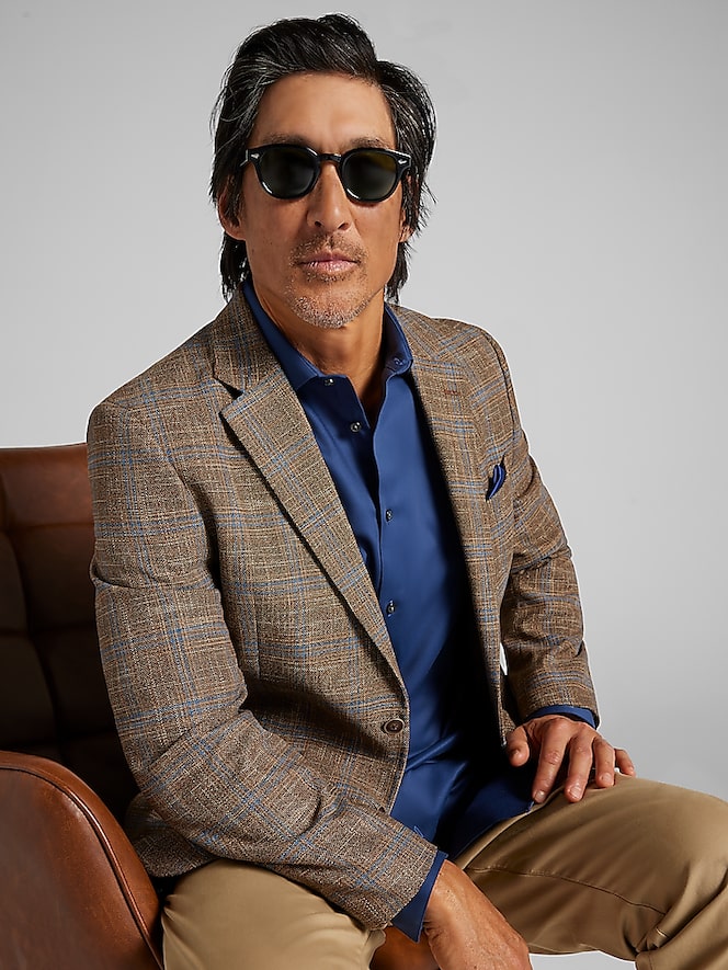 Nautica Modern Fit Fancy Tweed Plaid Sport Coat