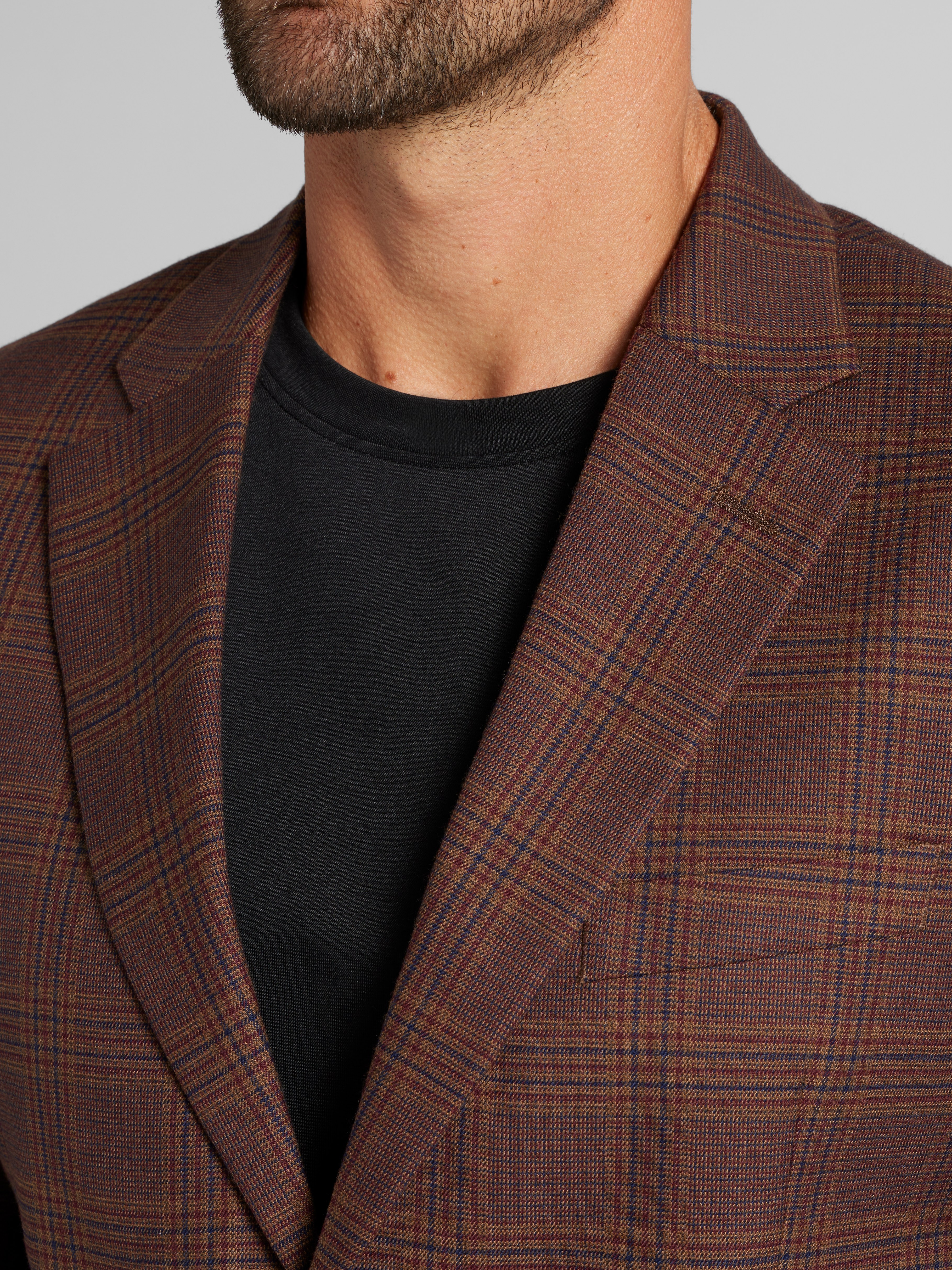 Modern Fit Fancy Tweed Plaid Sport Coat