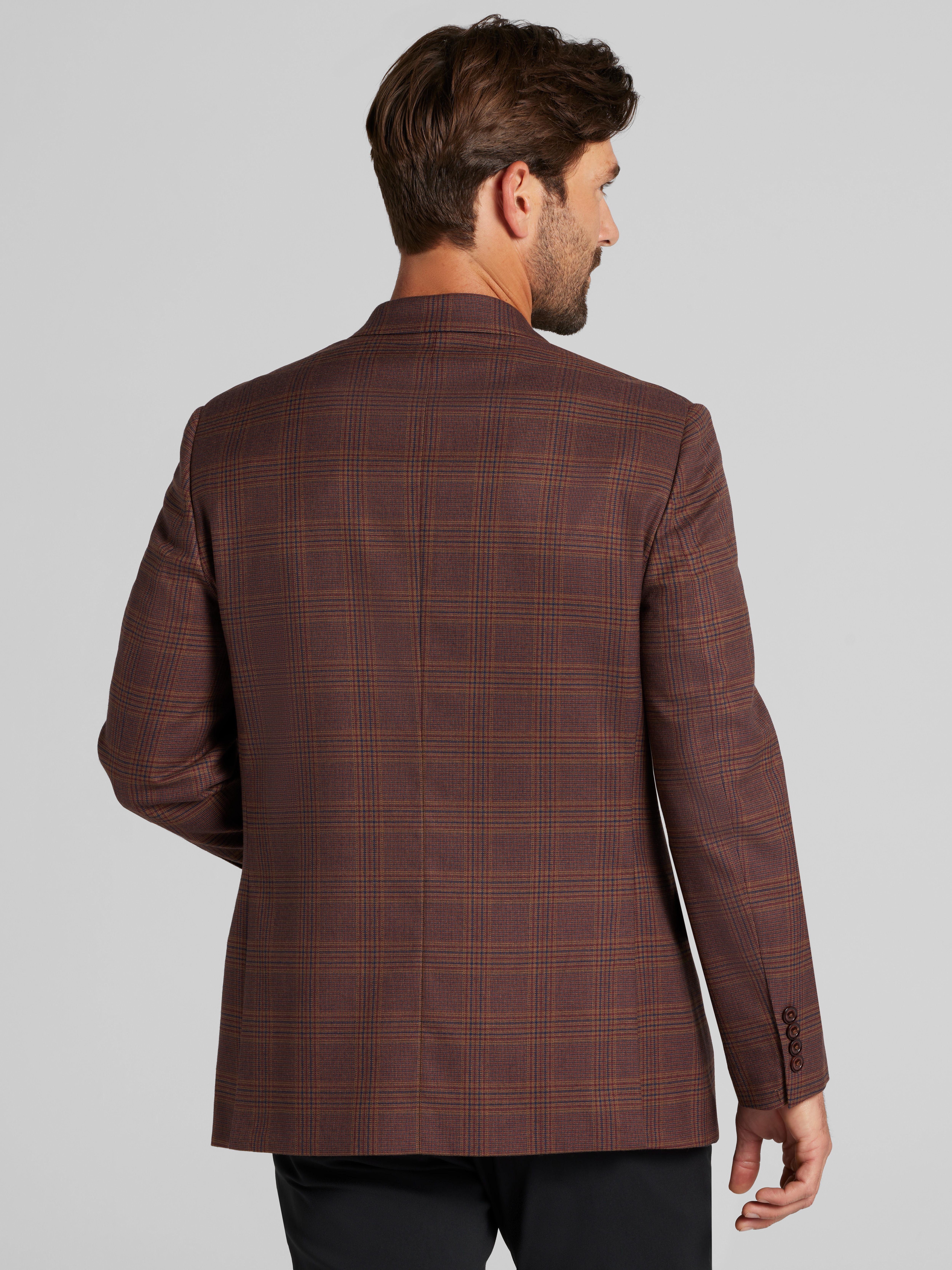 Modern Fit Fancy Tweed Plaid Sport Coat
