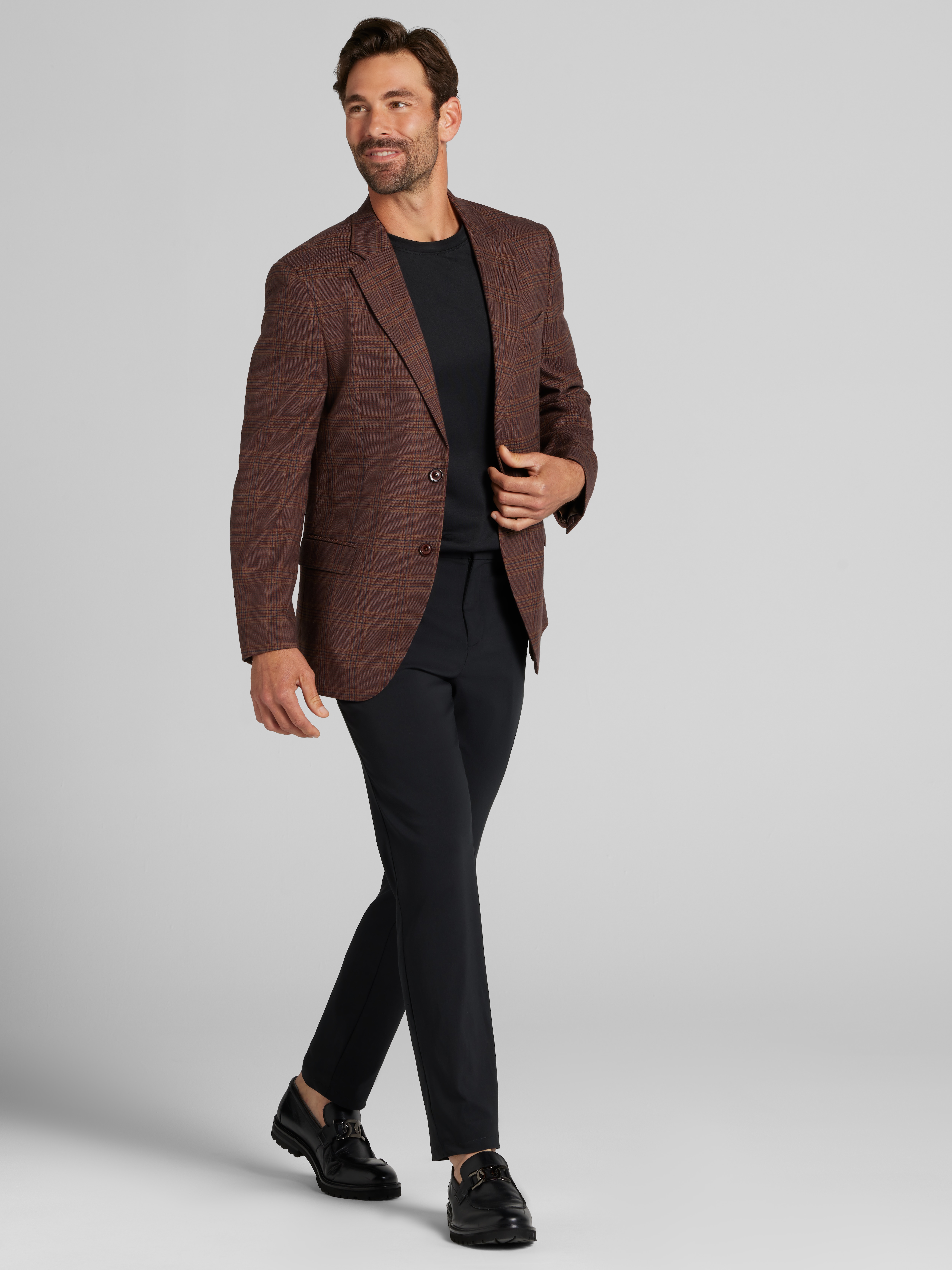 Modern Fit Fancy Tweed Plaid Sport Coat