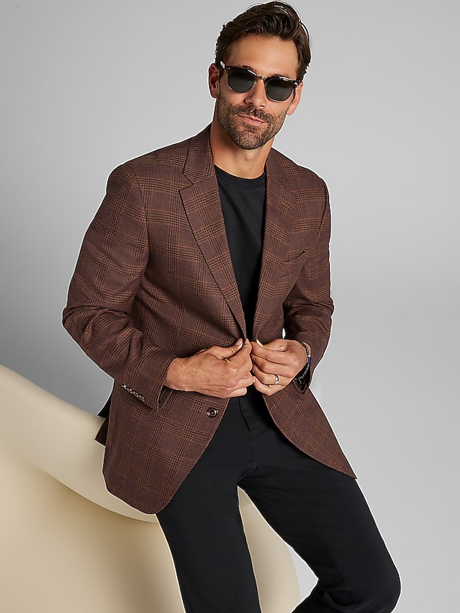 Nautica Modern Fit Fancy Tweed Plaid Sport Coat