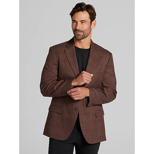 Nautica Men's Modern Fit Fancy Tweed Plaid Sport Coat Brown Plaid - Size: 46 Regular TMW17PR46263