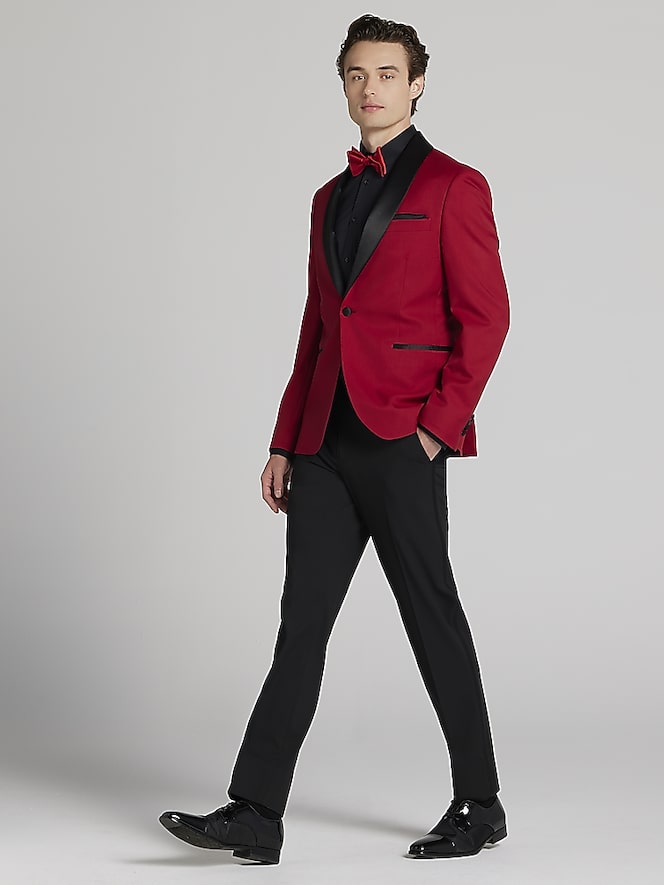Egara Slim Fit Shawl Lapel Dinner Jacket, Red - Image 5 of 8