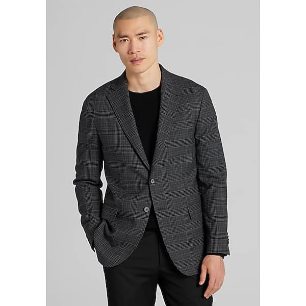Joseph Abboud Mens Modern Fit Plaid Sport Coat Grey Plaid - Size: 46 Regular
