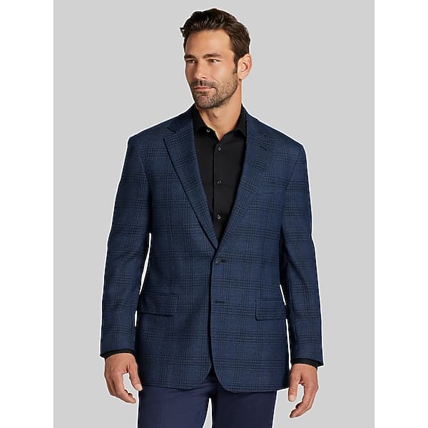 Awearness Kenneth Cole Men's CHILLFLEX Modern Fit Plaid Sport Coat Blue Plaid - Size: 40 Regular