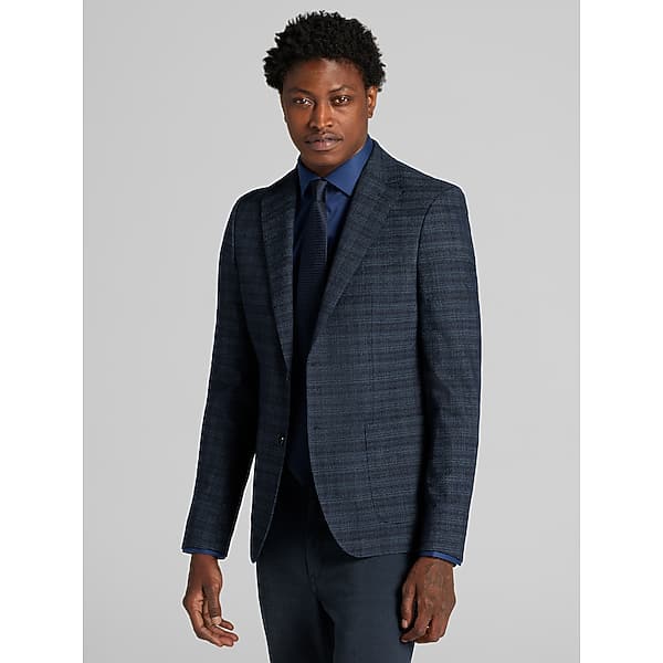 Calvin Klein Men's Slim Fit Sport Coat Dark Blue Neat - Size: 46 Long