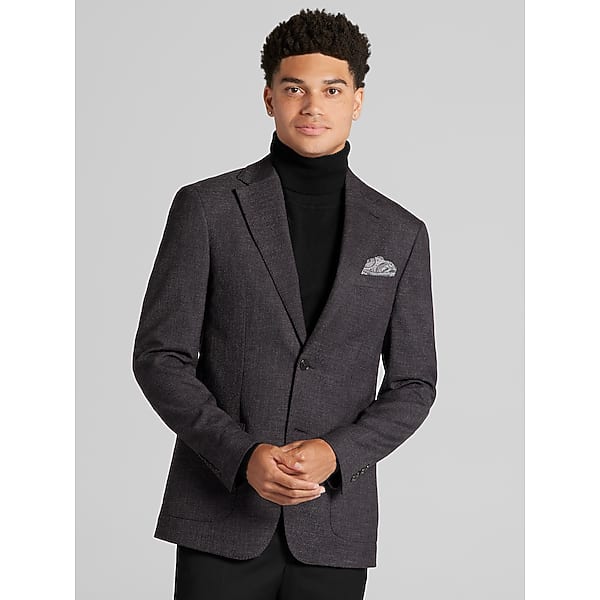 Calvin Klein Big & Tall Men's Slim Fit Textured Sport Coat Burgundy Texture - Size: 48 Regular