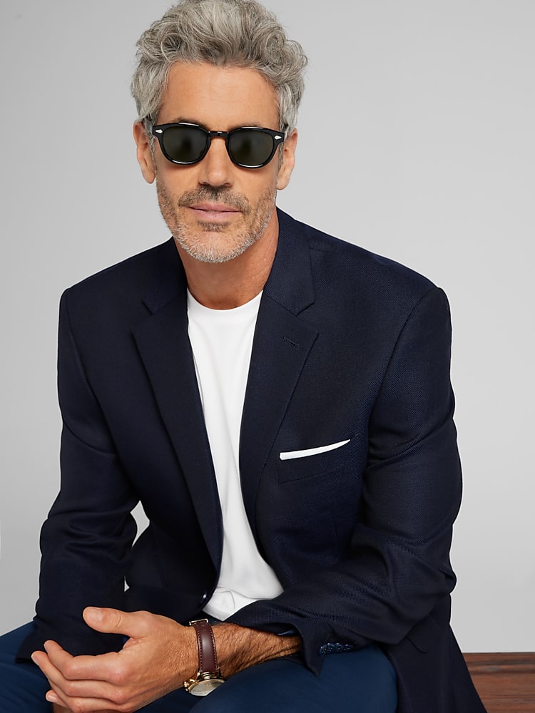 Joseph Abboud Classic Fit Premium Wool Blend Blazer, Navy Solid