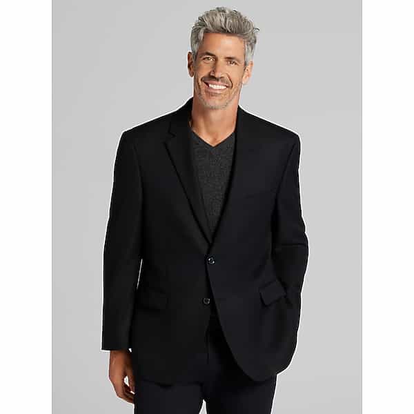 Joseph Abboud Men's Classic Fit Premium Wool Blend Blazer Black Solid - Size: 46 Long