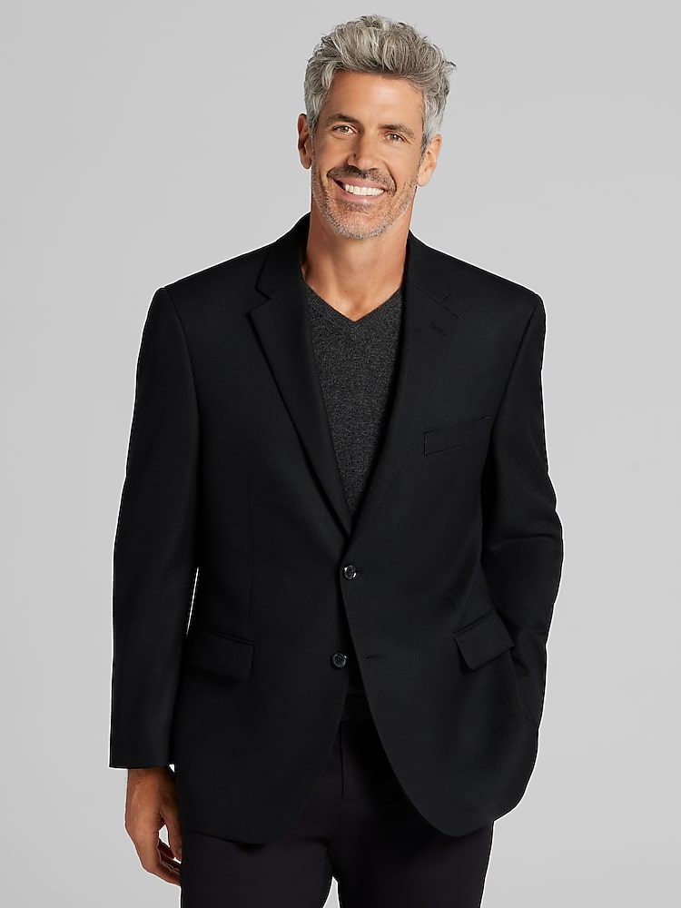 Joseph Abboud Classic Fit Premium Wool Blend Blazer, Black Solid