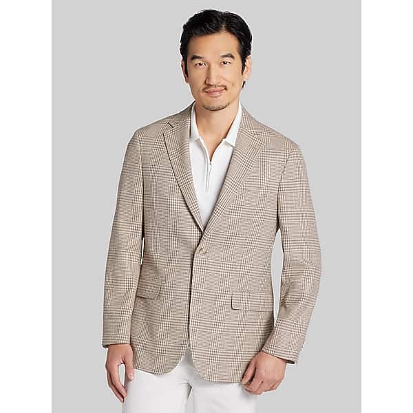 Joseph Abboud Big & Tall Men's Classic Fit Plaid Sport Coat Tan Plaid