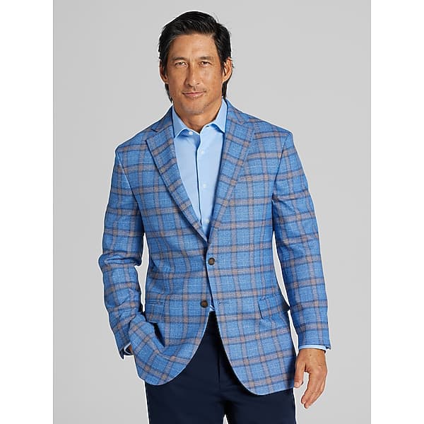Wilke-Rodriguez Men's Modern Fit Windowpane Plaid Sport Coat Medium Blue Wp - Size: 36 Regular