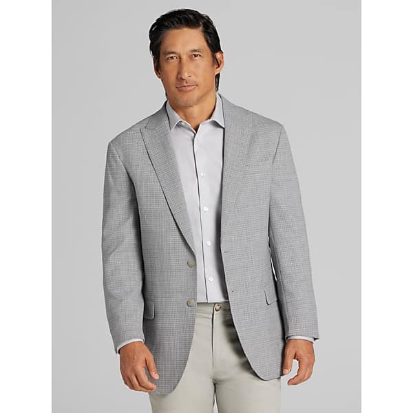 Awearness Kenneth Cole Men's CHILLFLEX Modern Fit Plaid Premium Wool Blend Sport Coat Light Gray - Size: 40 Regular