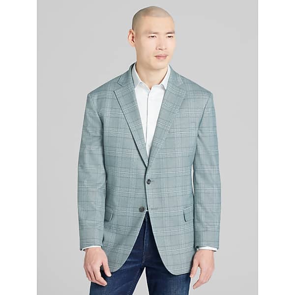 Wilke-Rodriguez Men's Modern Fit Plaid Sport Coat Sage Plaid - Size: 38 Long