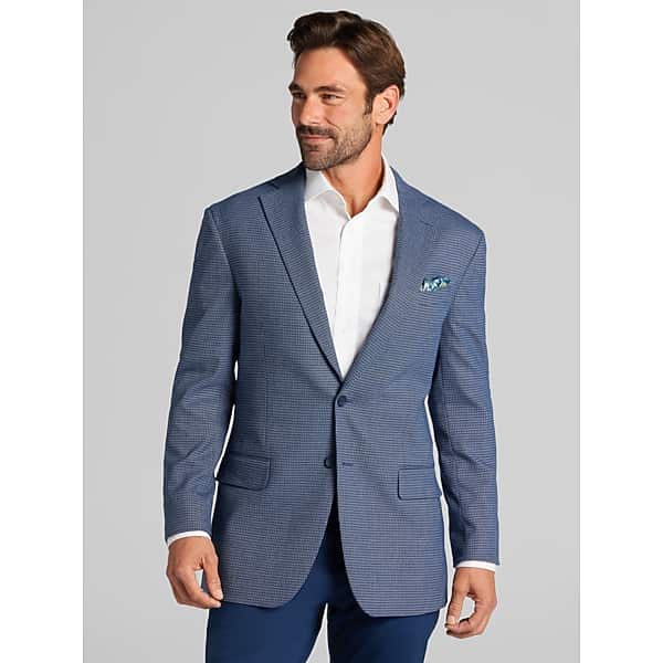 Wilke-Rodriguez Big & Tall Men's Modern Fit Check Sport Coat Blue Check - Size: 50 Regular