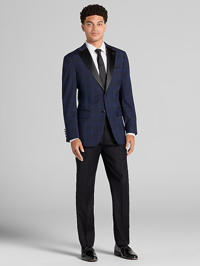 Egara Slim Fit Plaid Dinner Jacket