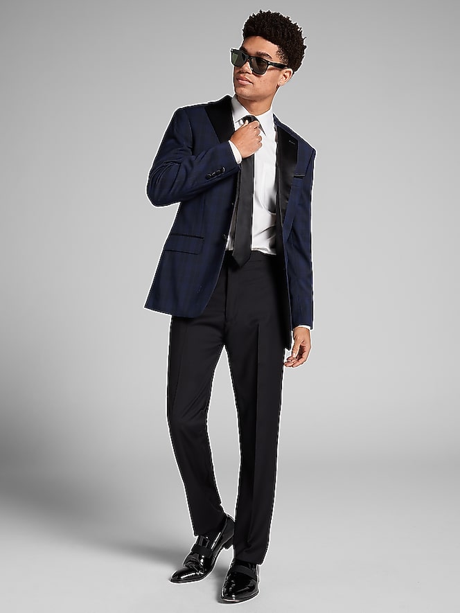 Egara Slim Fit Plaid Dinner Jacket