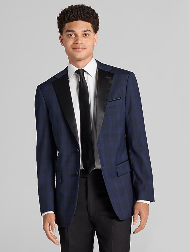 Egara Slim Fit Plaid Dinner Jacket