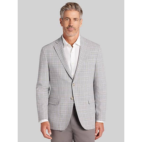 Joseph Abboud Men's Modern Fit Plaid Sport Coat Grey Plaid - Size: 40 Regular