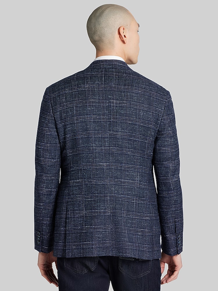 Joseph Abboud Modern Fit Plaid Sport Coat, Navy Plaid - Blue