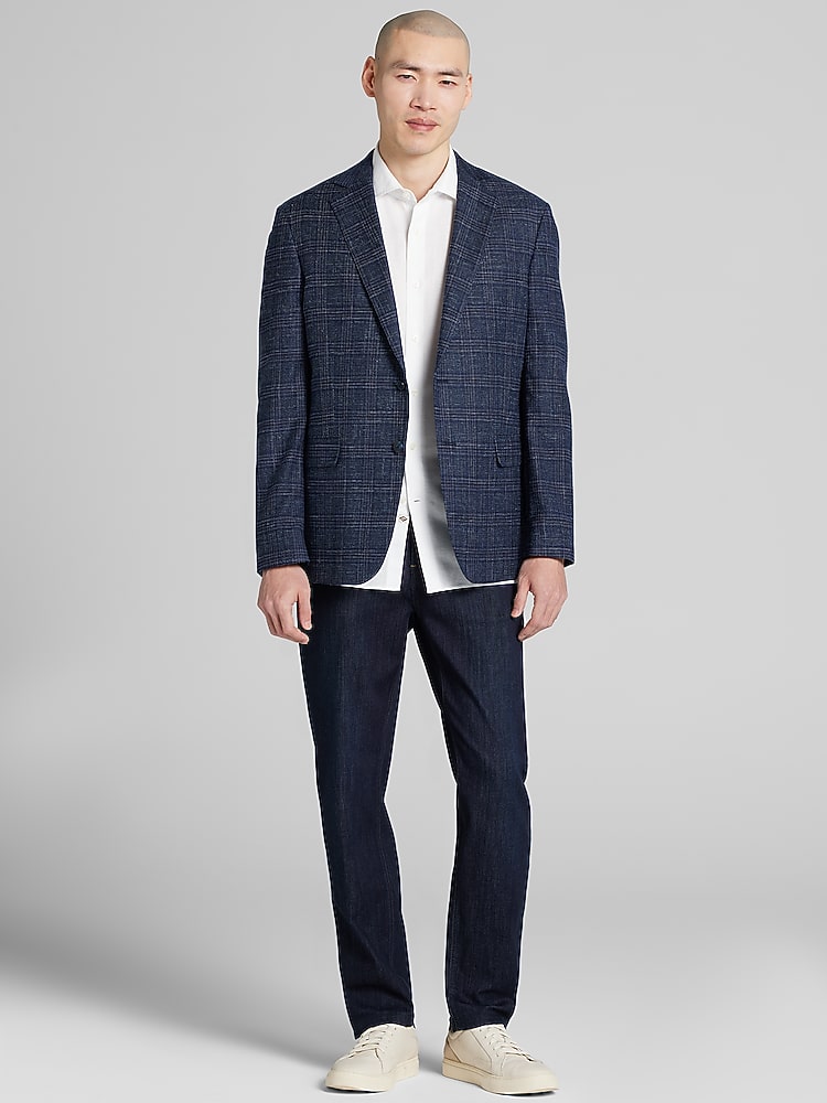 Joseph Abboud Modern Fit Plaid Sport Coat, Navy Plaid - Blue