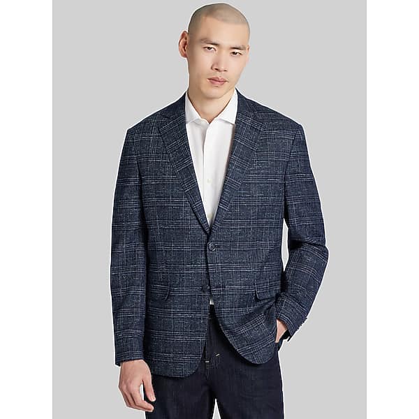 Joseph Abboud Big & Tall Men's Modern Fit Plaid Sport Coat Navy Plaid - Size: 48 Long