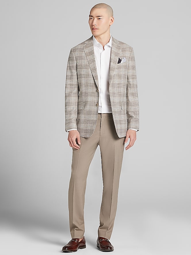 Joseph Abboud Modern Fit Plaid Sport Coat, Light Brown - Image 5 of 8