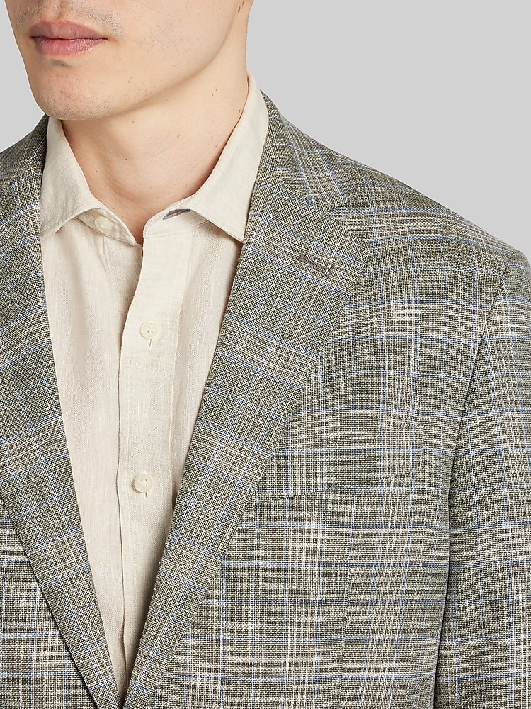 Joseph Abboud Modern Fit Plaid Sport Coat, Light Olive - Green
