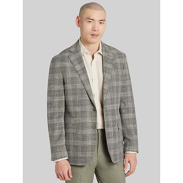 Joseph Abboud Men's Modern Fit Plaid Sport Coat Light Olive - Size: 40 Short