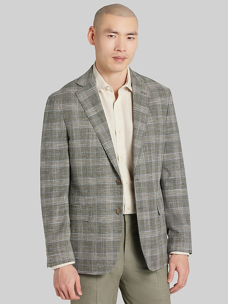 Joseph Abboud Modern Fit Plaid Sport Coat, Light Olive - Green