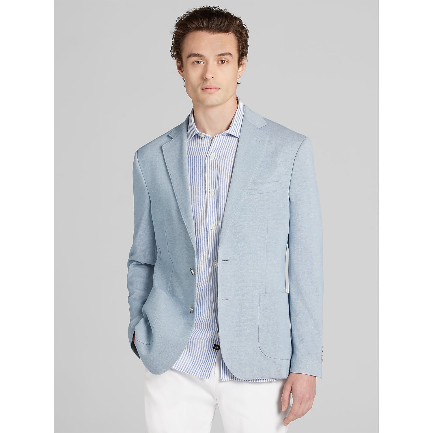 Awearness Kenneth Cole Slim Fit Sport Coat in Light Blue – Men’s Unlined Two-Button Blazer, Size 40 Regular