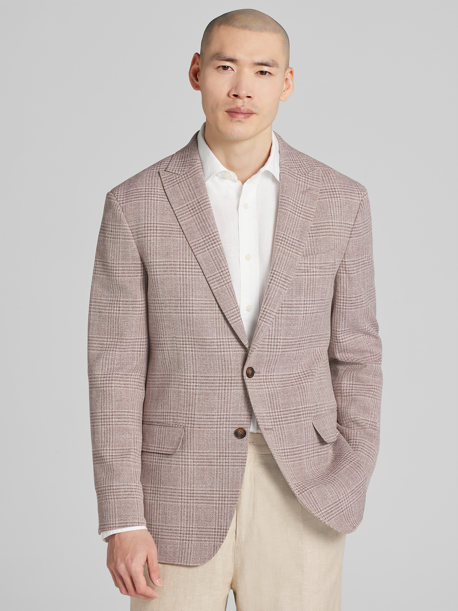 Awearness Kenneth Cole Modern Fit Plaid Sport Coat, Rose Plaid