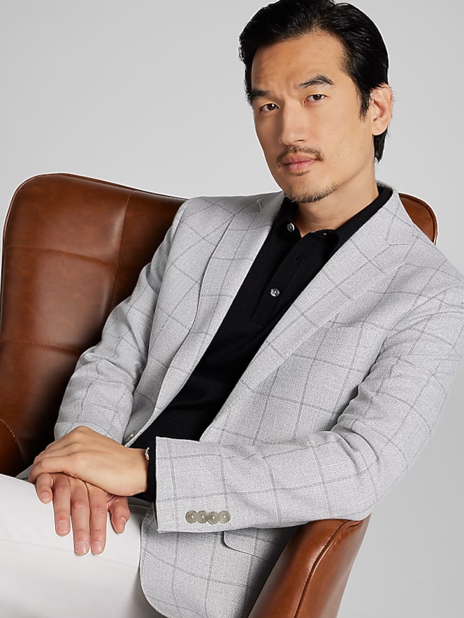 Awearness Kenneth Cole Modern Windowpane Fit Sport Coat