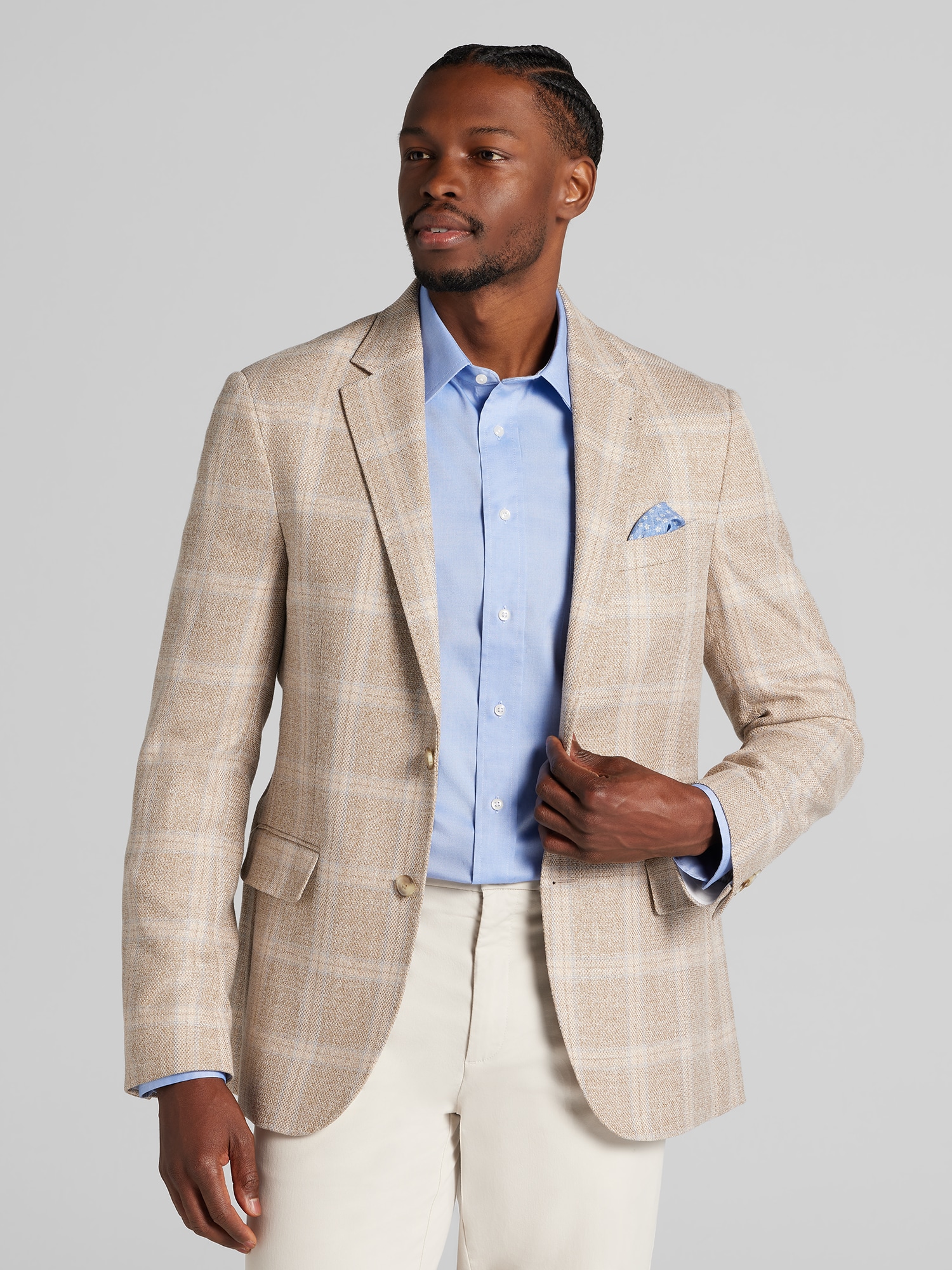 Joseph Abboud Classic Fit Plaid Sport Coat, Tan Plaid | Men's